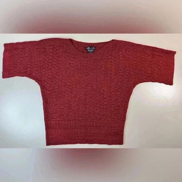 Red Sparkle Womens United States Sweater Size L Open Cable Knit Semi Cropped - Picture 1 of 8